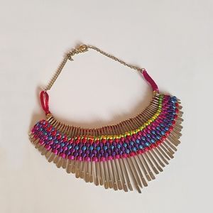 Asian Ethnic Hand-braided Colorful Statement Choker Necklace For Women And Girls